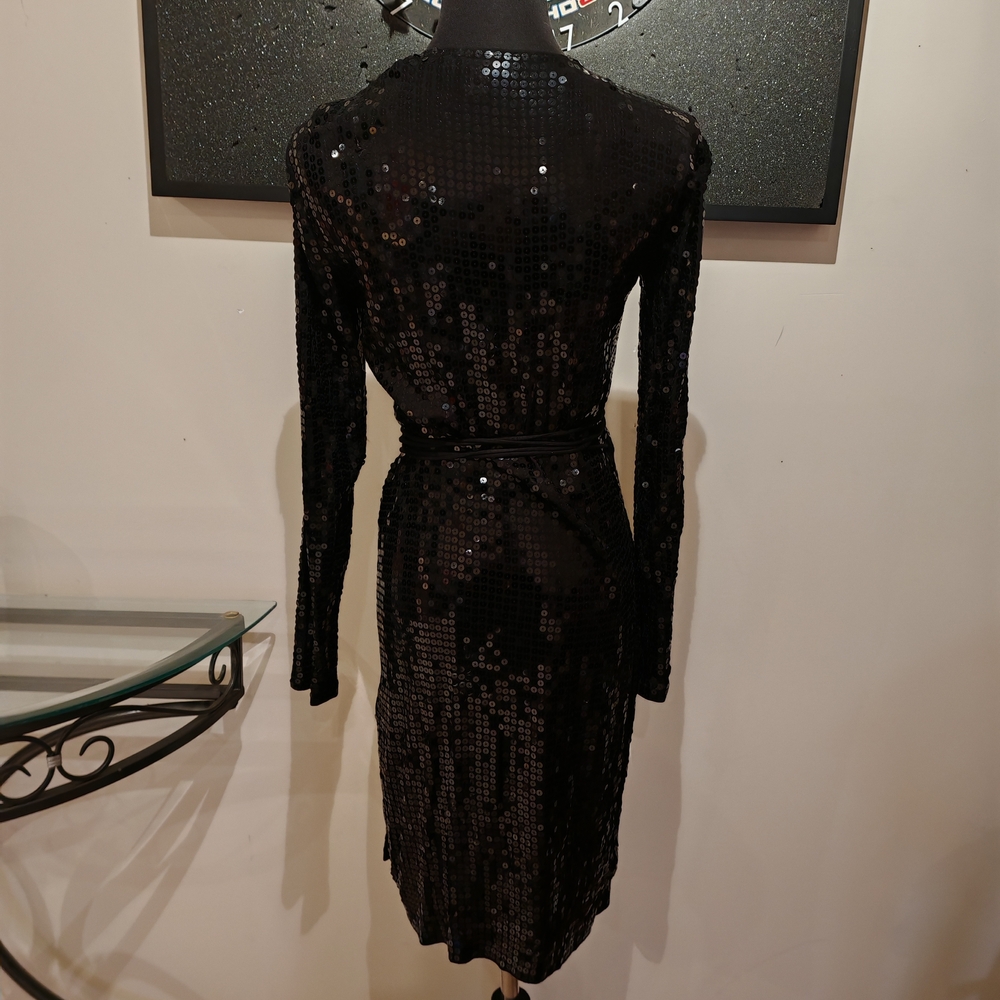 Michael Kors Black Sequin Wrap Dress - size XS or S - Picture 12 of 14